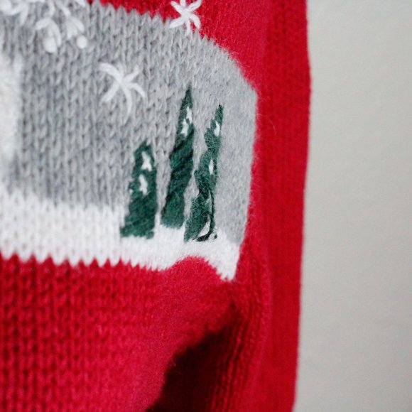Breckenridge vintage 90s red Christmas snowman quarter zip sweater size petite M - Picture 5 of 9